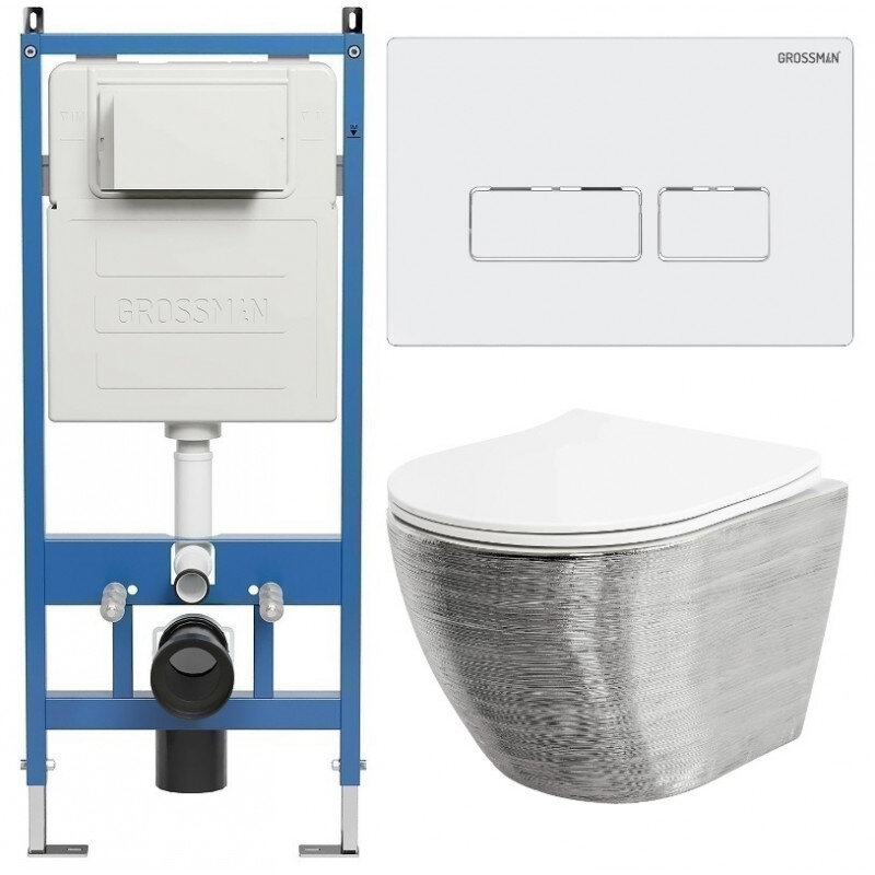 Изображение товара Комплект унитаза Grossman Pragma 97.4455SWS.03.000 с инсталляцией и сиденьем микролифт