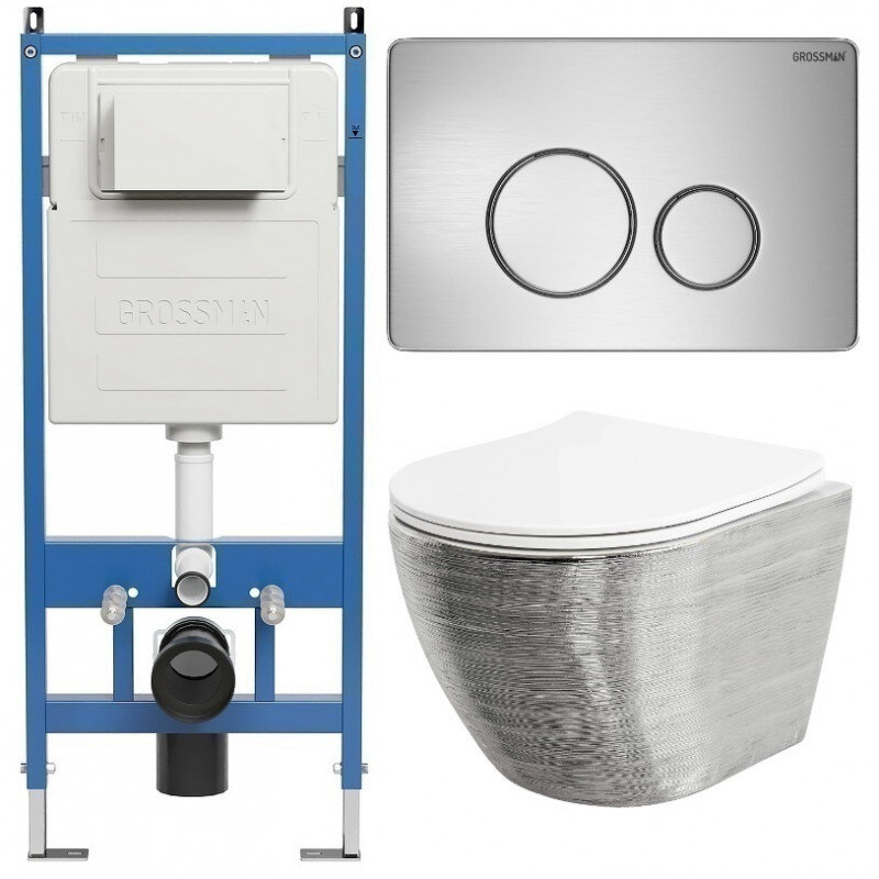 Изображение товара Комплект унитаз с инсталляцией Grossman Style 97.4455SWS.05.12M безободковый