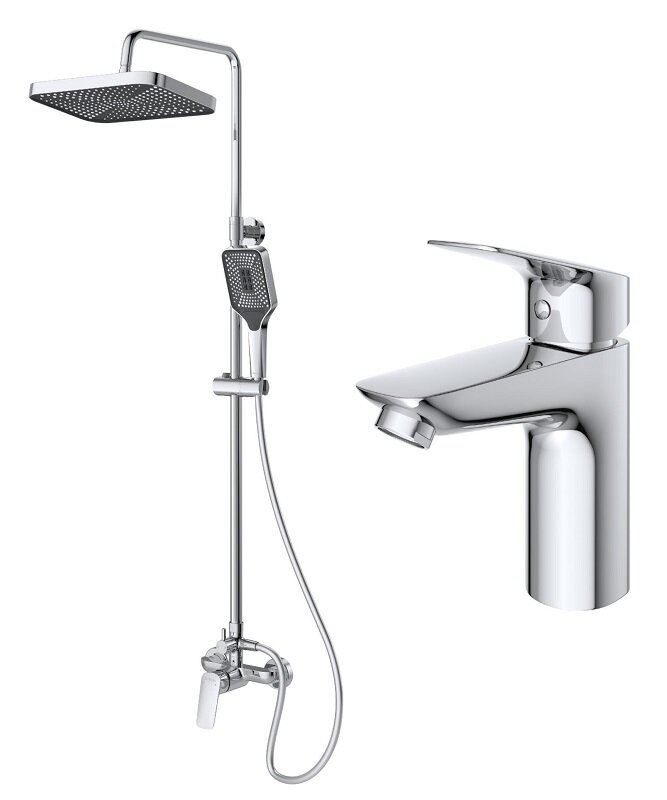 Изображение товара Комплект смесителей BelBagno DUE-DOCM/LVM-CRM, для ванны и душа, для раковины, хром