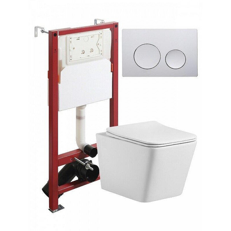 Изображение товара Подвесной унитаз Agger Tornado с инсталляцией и кнопкой хром