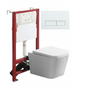 Изображение товара Инсталляция Agger ATI11150+APB288, с подвесным безободковым унитазом, сиденье микролифт, Tornado, клавиша белая