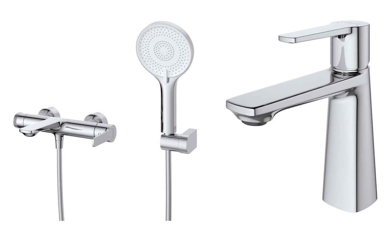 Изображение товара Комплект смесителей Cezares LUX-VD/LS-01, для ванны и душа, для раковины, хром