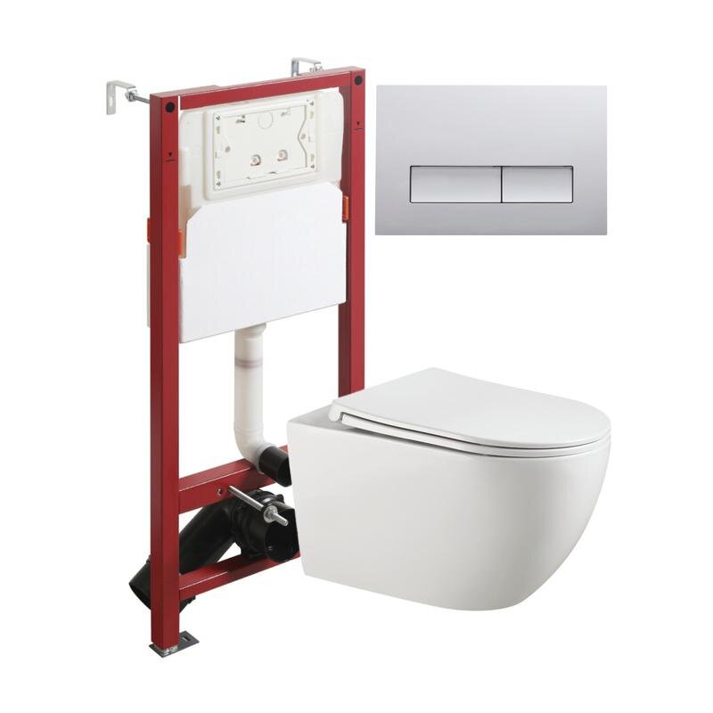 Изображение товара Подвесной унитаз Agger Tornado с инсталляцией и кнопкой хром