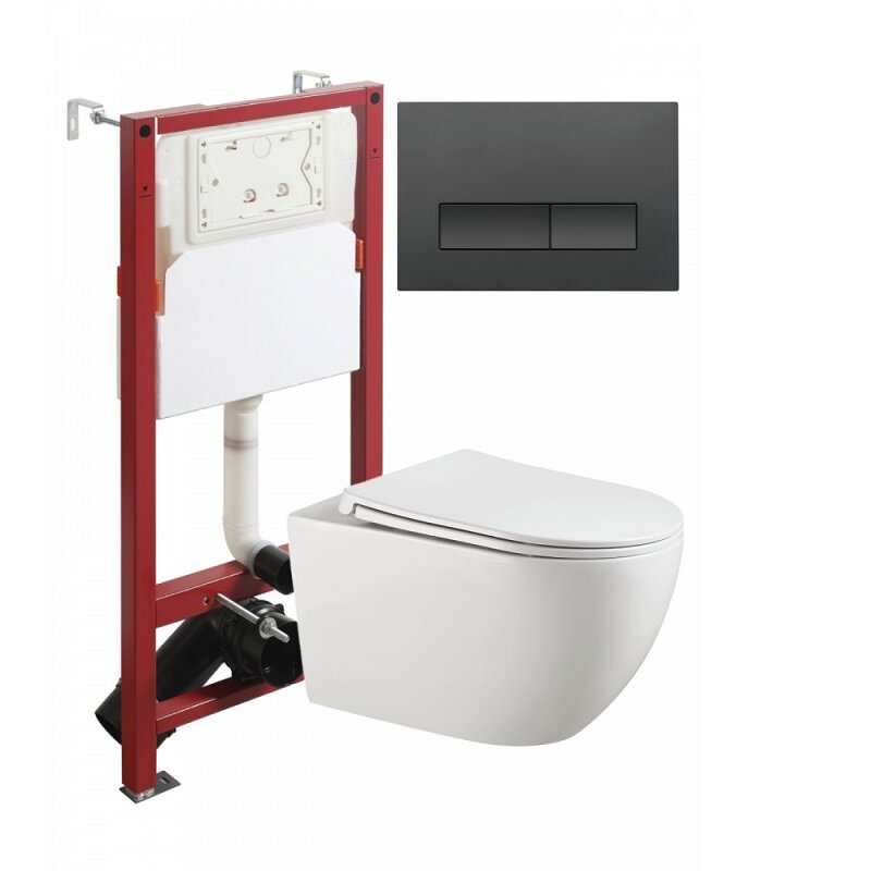 Изображение товара Инсталляция Agger ATI12150+APB244 с подвесным унитазом Tornado и кнопкой черная