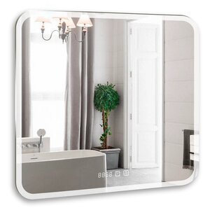 Изображение товара Зеркало Silver Mirrors Stiv с LED-подсветкой, антипар, часы, 70х68 см