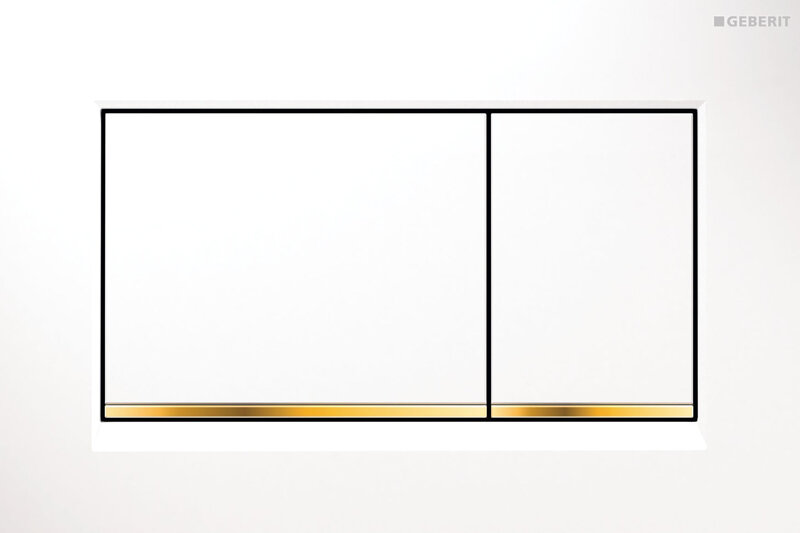 Изображение товара Клавиша Geberit Omega Type 30 115.080.KK.1 белая с золотом для унитаза