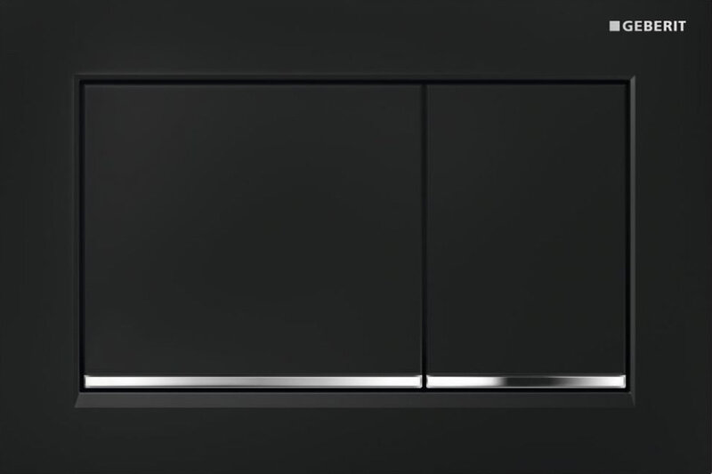 Изображение товара Клавиша смыва Geberit Omega 20 двухрежимная черный глянцевый хром
