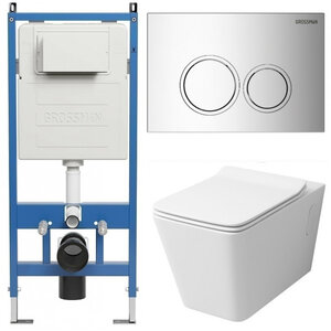 Изображение товара Комплект Grossman Galaxy 97.4414S.01.100 с безободковым унитазом и инсталляцией