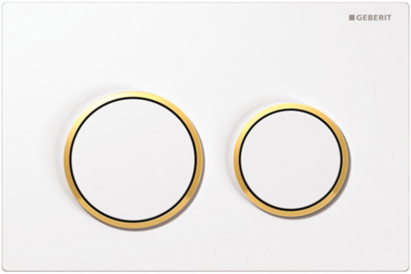 Изображение товара Кнопка управления для унитаза Geberit Omega Type 20 115.085.KK.1 белая с золотом
