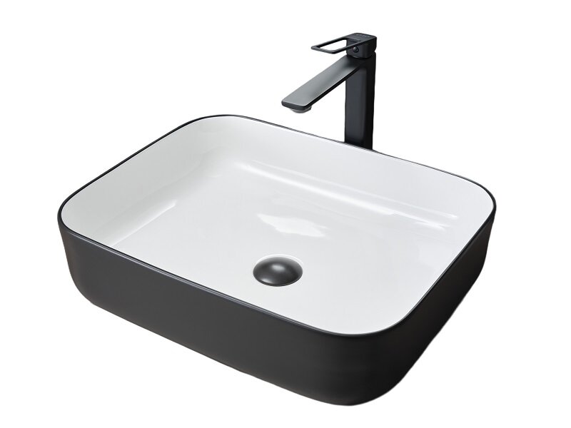 Изображение товара Раковина Gid Geometrico Nc366 52205, 50 см, фаянс, снаружи черная матовая, внутри белая Изображение товара Раковина Gid Geometrico Nc366 52205, 50 см, фаянс, снаружи черная матовая, внутри белая