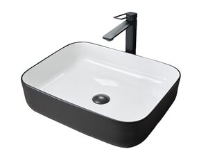 Изображение товара Раковина Gid Geometrico Nc366 52205, 50 см, фаянс, снаружи черная матовая, внутри белая