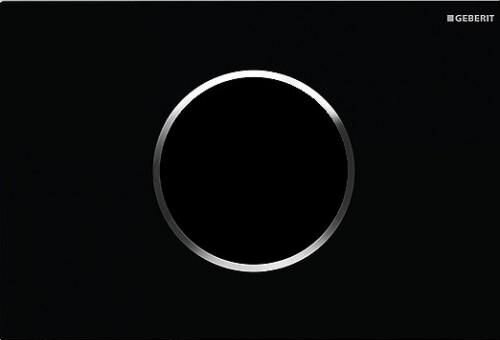 Изображение товара Клавиша смыва Geberit Sigma 115.908.KM.1 Type 10, бесконтактная, сенсорная, для унитаза, 3В, двойной смыв, пластик, черный/глянцевый хром