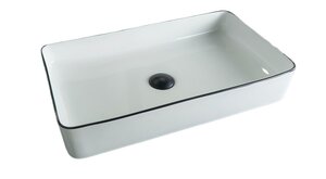 Изображение товара Раковина Gid Geometrico Nc9399 52225, 60 см, фаянс, белая с черной матовой отделкой