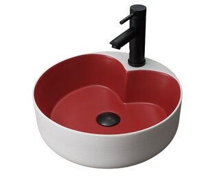 Изображение товара Раковина Gid Esfera N9013LS 52237, 40 см, фаянс, белая матовая/графит снаружи, красная матовая внут