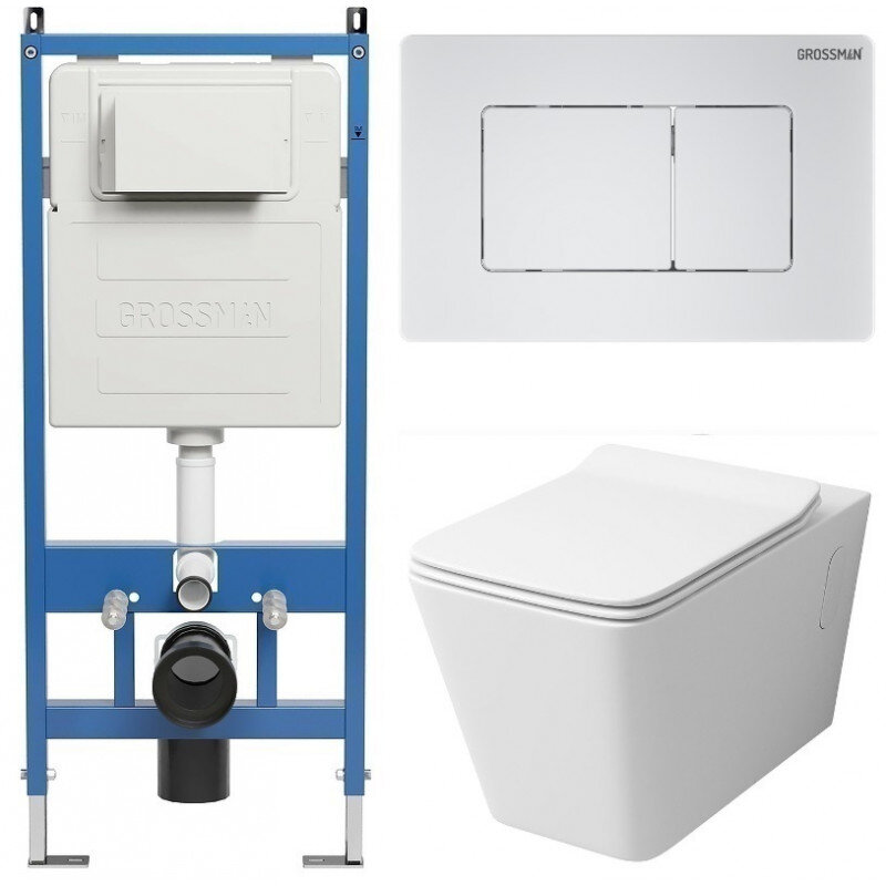 Изображение товара Комплект Grossman Classic 97.4414S.04.01M с безободковым унитазом и инсталляцией