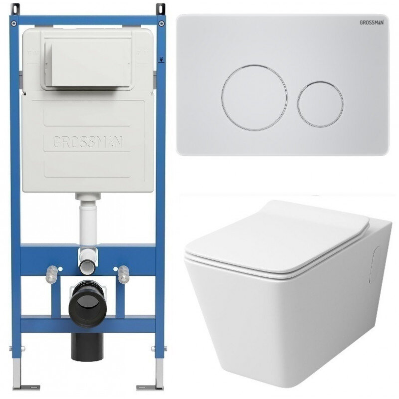 Изображение товара Комплект Grossman Style 97.4414S.05.01M с инсталляцией и безободковым унитазом