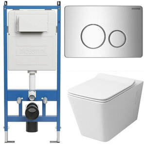 Изображение товара Комплект Grossman Style 97.4414S.05.10M унитаз подвесной инсталляция безободковый современный