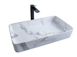 Изображение товара Раковина Gid Geometrico 60 см фаянс с донным клапаном без отверстия под смеситель