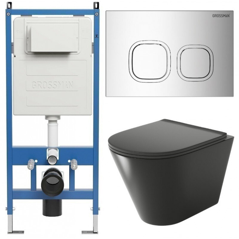 Изображение товара Комплект для ванной Grossman Cosmo 97.4477BMS с подвесным унитазом и инсталляцией