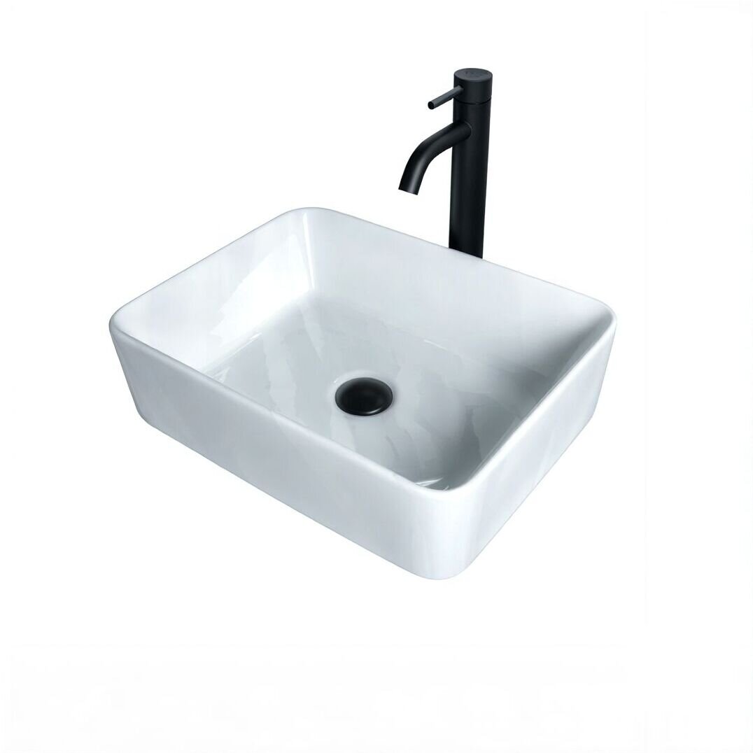 Изображение товара Раковина Gid Geometrico Mnc600 54459, 48 см, фаянс, с донным клапаном, под камень глянцевая