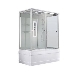 Изображение товара Душевой бокс AvaCan V5016LED 78258, 160 x 85 см, с крышей, LED подсветка, поддон высокий, стекло прозрачное, профиль хром