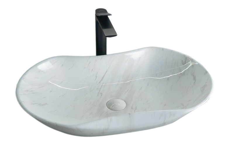 Изображение товара Раковина Gid Lago Mnc503H012 54464, 66 см, фаянс, с донным клапаном, под камень глянцевая