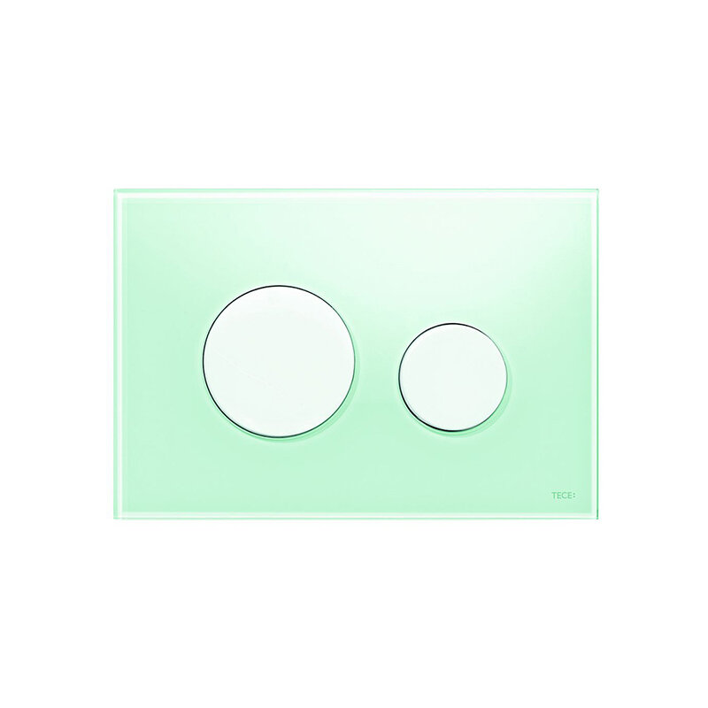 Изображение товара Панель смыва TECE Loop 9240651 стеклянная зеленая с белыми клавишами