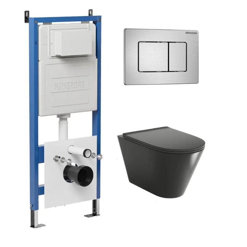Изображение товара Комплект Grossman Classic 97.4477BMS с безободковым унитазом и инсталляцией