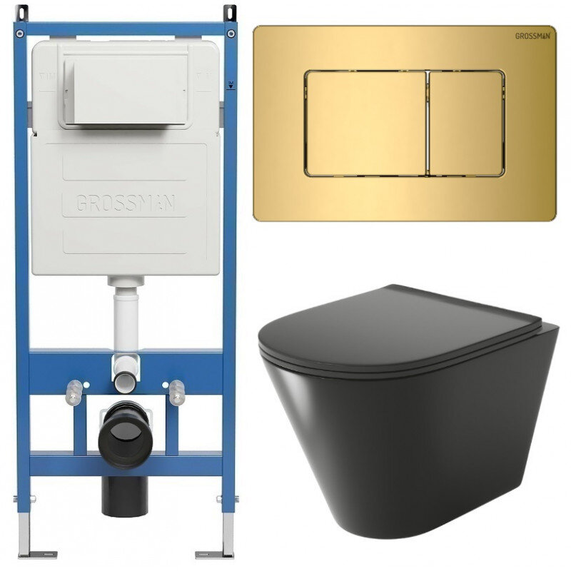 Изображение товара Подвесной унитаз Grossman Classic 97.4477BMS.04.30M черный матовый с микролифтом