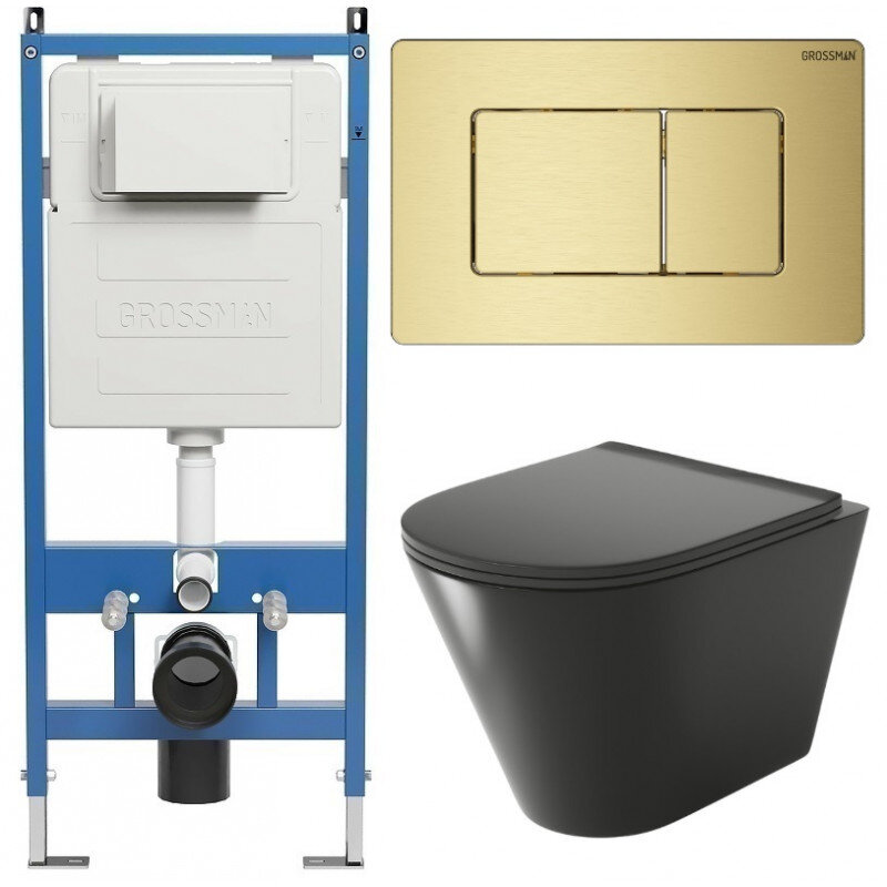 Изображение товара Комплект Grossman Classic 97.4477BMS с безободковым унитазом черный матовый