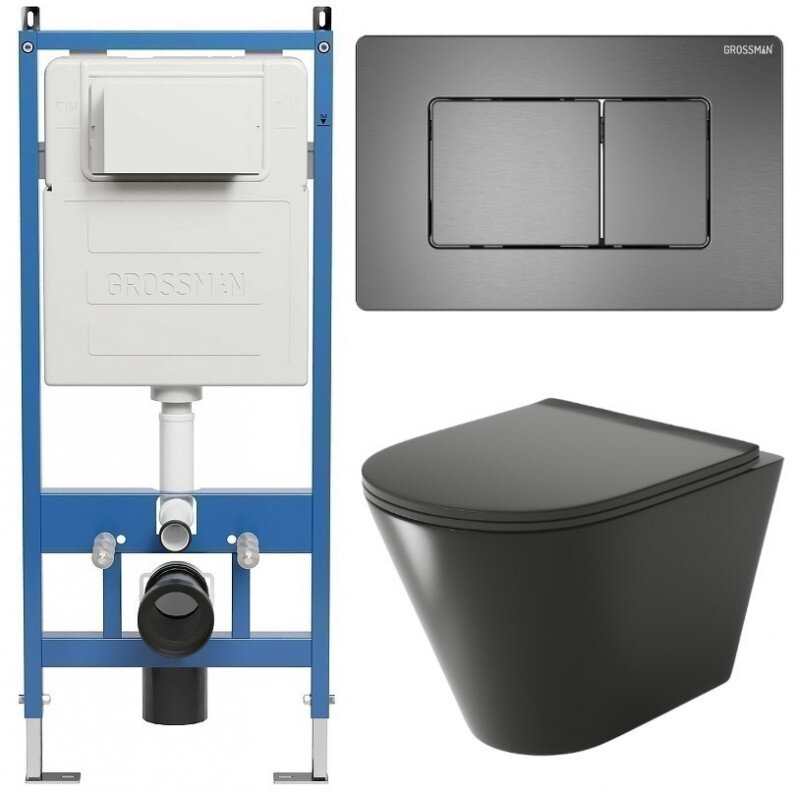 Изображение товара Комплект подвесной унитаз Grossman Classic 97.4477BMS с инсталляцией и сиденьем микролифт