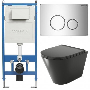 Изображение товара Комплект Grossman Style 97.4477BMS с безободковым подвесным унитазом и инсталляцией