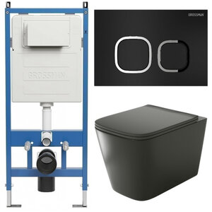 Изображение товара Комплект унитаз с инсталляцией Grossman Cosmo безободковый с микролифтом 36х52 см