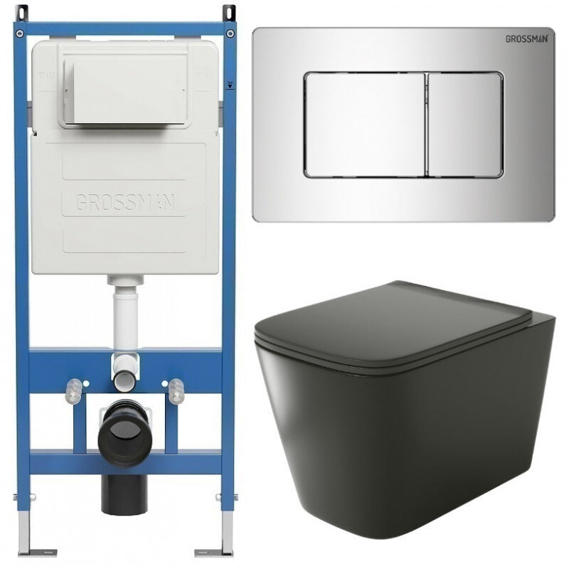 Изображение товара Комплект Grossman Classic 97.4441BMS безободковый подвесной унитаз с инсталляцией
