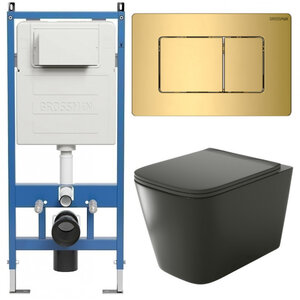 Изображение товара Комплект Grossman Classic 97.4441BMS.04.30M, инсталляция 900.K31.01.000 с безободковым унитазом GR-4441BMS черный матовый, сиденье микролифт, клавиша смыва золото глянцевое 700.K31.04.30M.30M