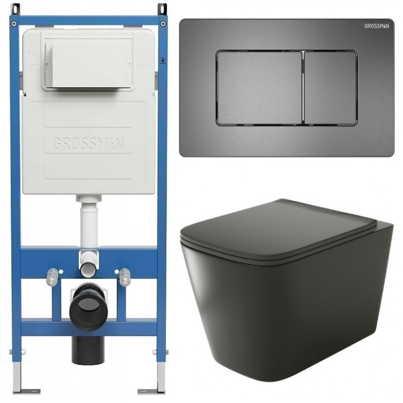 Изображение товара Комплект Grossman Classic 97.4441BMS с подвесным унитазом безободковым и инсталляцией