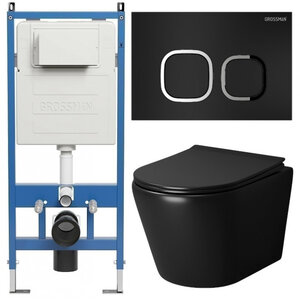 Изображение товара Подвесной безободковый унитаз Grossman Cosmo 97.4478BMS с инсталляцией и сиденьем микролифт