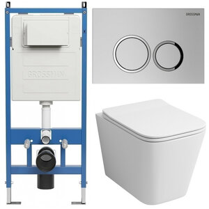 Изображение товара Горизонтальный подвесной безободковый унитаз Grossman Galaxy с инсталляцией