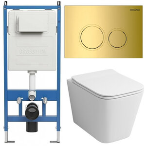 Изображение товара Современный безободковый подвесной унитаз Grossman Galaxy с инсталляцией и сиденьем микролифт