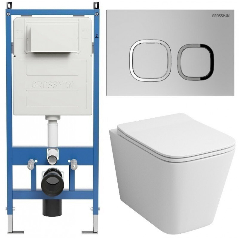 Изображение товара Комплект Grossman Cosmo безободковый унитаз с инсталляцией 97.4441S.02.110