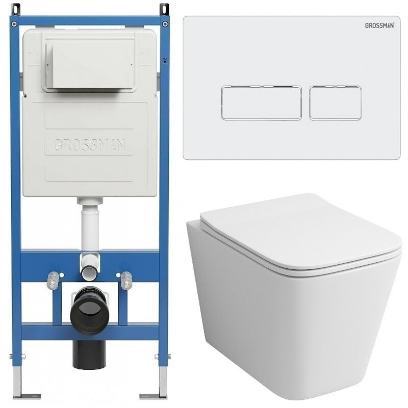 Изображение товара Унитаз подвесной Grossman Pragma GR-4441S с инсталляцией 900.K31.01.000, белый