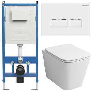 Изображение товара Подвесной безободковый унитаз Grossman Pragma 97.4441S с инсталляцией и сиденьем микролифт