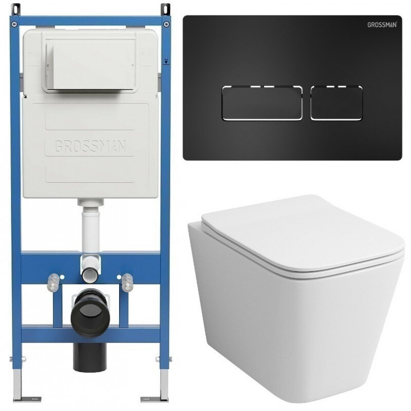 Изображение товара Комплект подвесной унитаз Grossman Pragma 97.4441S.03.210 с инсталляцией белый