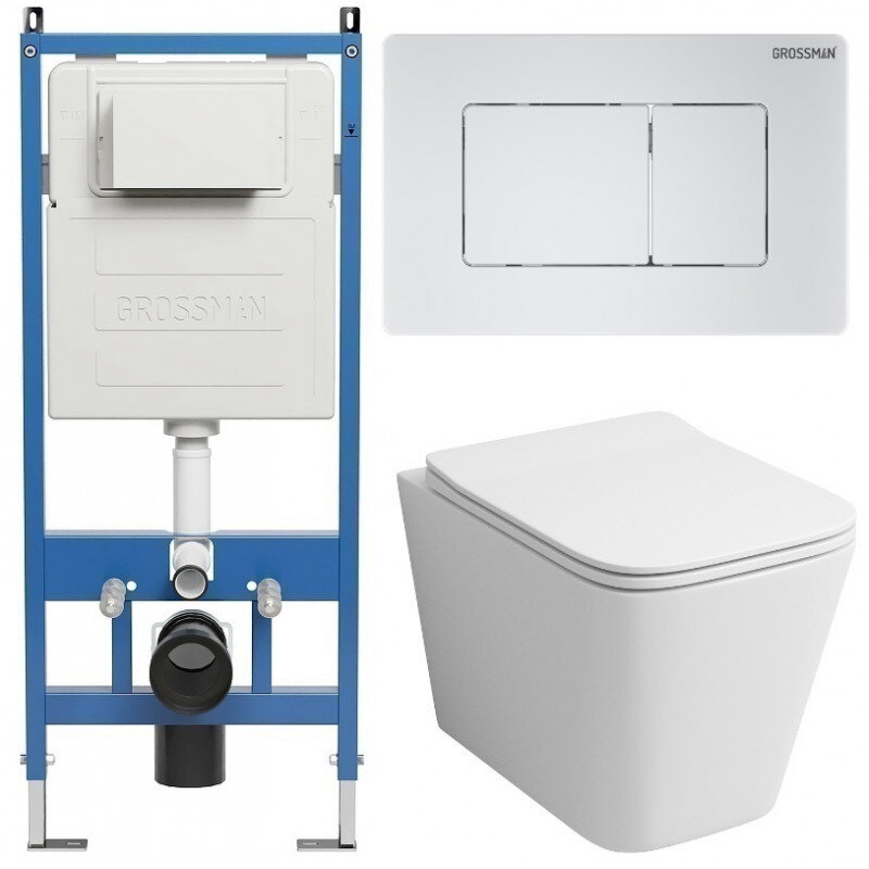 Изображение товара Подвесной унитаз Grossman Classic 97.4441S.04.01M with инсталляцией и сиденьем микролифт