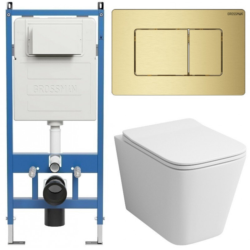 Изображение товара Комплект Grossman Classic 97.4441S.04.32M подвесной унитаз безободковый с микролифтом
