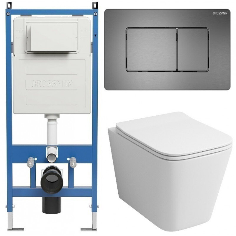 Изображение товара Подвесной унитаз Grossman Classic безободковый с инсталляцией и микролифтом 35.5 см