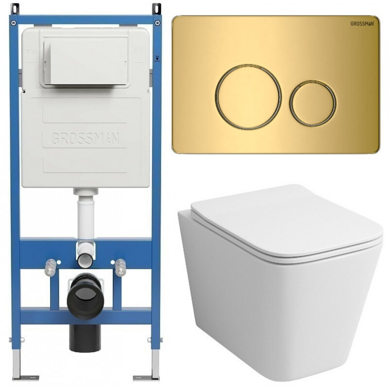 Изображение товара Комплект подвесной унитаз безободковый Grossman Style 97.4441S.05.30M с инсталляцией