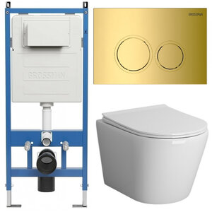 Изображение товара Горизонтальный безободковый подвесной унитаз Grossman Galaxy 97.4478S с инсталляцией и сиденьем