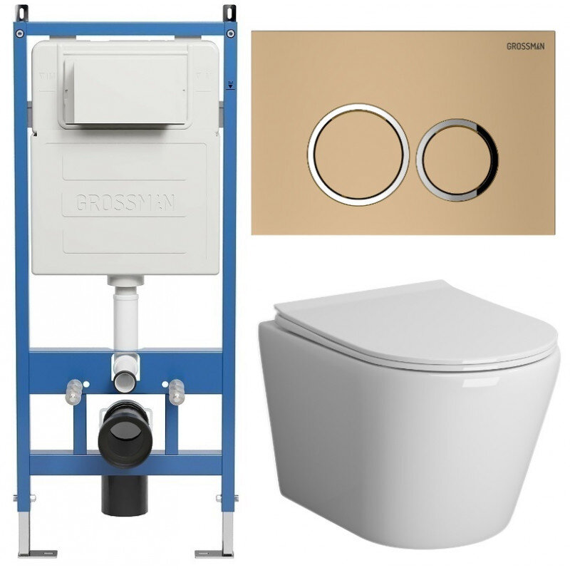 Изображение товара Безободковый подвесной унитаз Grossman Galaxy с инсталляцией 20 лет гарантии