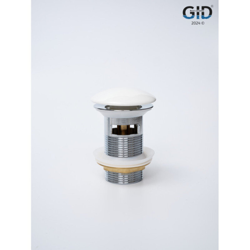 Изображение товара Донный клапан для раковины Gid Minucia Wh100-1 71102K, с переливом, Clik-Clak, белый
